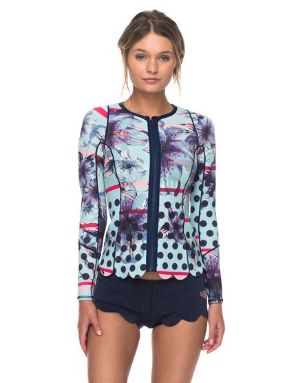 roxy, Неопреновая куртка с молнией на груди 1mm Pop Surf Scallop, NAVY (bte0) 1mm Pop Surf - Front Zip Scallop Wetsuit Jacket ERJW803012
