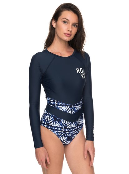 roxy, Купальник с длинным рукавом ROXY Fitness, DRESS BLUES GEOMETRIC FEELING (btk8) ROXY Fitness - Long Sleeve One-Piece Swimsuit ERJWR03214
