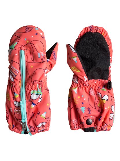 roxy, Сноубордические варежки Snow's Up, NEON GRAPEFRUIT_FOXES (nkn9) Snow's Up - Snowboard/Ski Mittens ERLHN03003