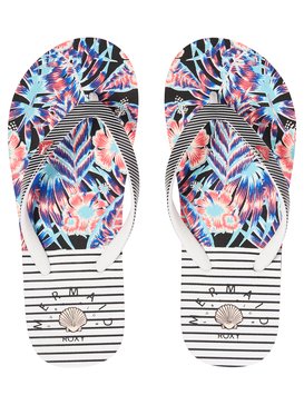 roxy, Pebbles - Chanclas para Chicas, WHITE/BLACK/FLOWER (wbf) Pebbles VI - Flip-Flops for Girls ARGL100182