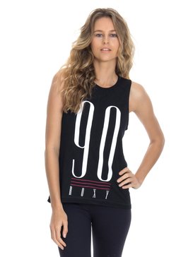 roxy, Regata Feminina com Cavas Amplas e Estampa Frontal Roxy, PRETO * (prt) RX REGATA SUPER STAR BR73731596
