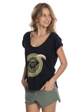 roxy, Camiseta Feminina Manga Curta e Estampa Frontal Roxy, PRETO* (prt) RX CAMISETA VINTAGE STOP DESERT BR73911231