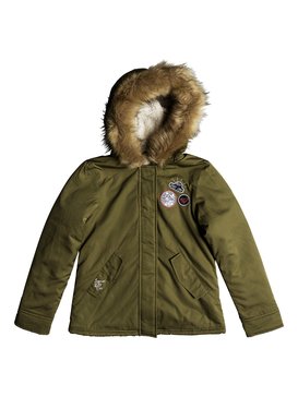 roxy, Feel The Sun - Parka in militaire stijl met een capuchon, BURNT OLIVE (gpz0) Feel The Sun - Military Hooded Parka ERGJK03058