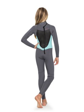 roxy, 4/3mm Syncro Series - Back Zip GBS Neoprenanzug für Mädchen 8-16, DEEP GREY/GLICER BLUE (xggb) 4/3mm Syncro Series - Back Zip GBS Wetsuit for Girls 8-16 ERGW103016