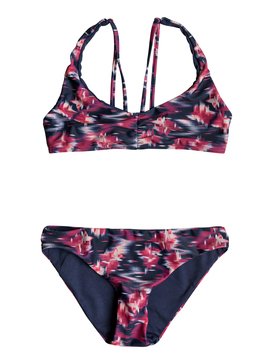 roxy, Tropi Sporty - Conjunto de Bikini Triangular Tiki para Chicas 8-16, DRESS BLUES NEON WATERFALL (mlj1) Tropi Sporty - Tri Bikini Set for Girls 8-16 ERGX203132