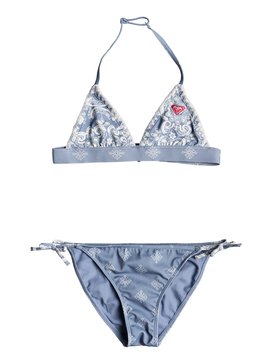roxy, Nautical Summer - Fixed Tri Bikini Set, BLUE SHADOW BANDANA KIDS (bkq6) Nautical Summer - Fixed Tri Bikini Set ERGX203134
