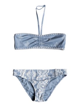 roxy, Nautical Summer - Ensemble de bikini bandeau, BLUE SHADOW BANDANA KIDS (bkq6) Nautical Summer - Bandeau Bikini Set ERGX203135