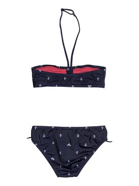 roxy, At The Sea - Ensemble bikini bandeau pour Fille 8-16 ans, DRESS BLUES WATERCOLOR ANCHOR (btk7) At The Sea - Bandeau Bikini Set for Girls 8-16 ERGX203139