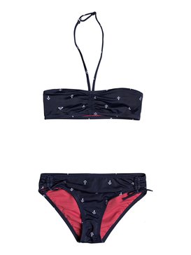 roxy, At The Sea - Ensemble bikini bandeau pour Fille 8-16 ans, DRESS BLUES WATERCOLOR ANCHOR (btk7) At The Sea - Bandeau Bikini Set for Girls 8-16 ERGX203139