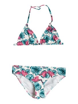 roxy, Beach Days - Conjunto de Bikini Triangular Tiki para Chicas 8-16, MARSHMALLOW ABYSSAL TROPICAL (xwgr) Beach Days - Tiki Tri Bikini Set for Girls 8-16 ERGX203141