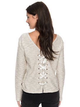 roxy, Saturdaze - Sudadera de corte holgado con nudo a la espalda para Mujer, METRO HEATHER (tenh) Saturdaze - Loose Fit Tie Back Sweatshirt for Women ERJFT03603