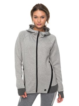 roxy, Duel Au Soleil - Sweat à capuche technique zippé pour Femme, HERITAGE HEATHER (sgrh) Duel Au Soleil - Technical Zip-Up Hoodie for Women ERJFT03717