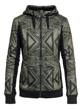 roxy, Frost - Sudadera de diseño técnico con capucha y cremallera para Mujer, FOUR LEAF CLOVER_MATADOR (gph1) Frost - Technical Zip-Up Hoodie for Women ERJFT03745