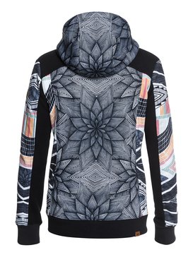 roxy, Frost - Sudadera de diseño técnico con capucha y cremallera para Mujer, TRUE BLACK_POP SNOW STARS (kvj6) Frost - Technical Zip-Up Hoodie for Women ERJFT03745