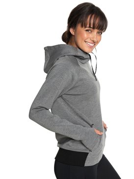 roxy, By Here Now - Sweat à capuche en matière contrecollée pour Femme, CHARCOAL HEATHER (ktah) By Here Now - Bonded Hoodie for Women ERJFT03784