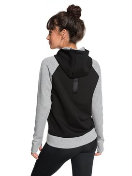 roxy, By Here Now - Sweat à capuche en matière contrecollée pour Femme, TRUE BLACK (kvj0) By Here Now - Bonded Hoodie for Women ERJFT03784