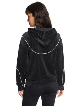 roxy, Smouldering Flame - Velours-Kapuzenpulli mit Reißverschluss für Frauen, TRUE BLACK (kvj0) Smouldering Flame - Velour Zip-Up Hoodie for Women ERJFT03813