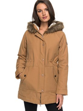 roxy, Mountain Song - Giacca Longline con cappuccio e finta pelliccia, TOBACCO BROWN (cmk0) Mountain Song - Longline Hooded Jacket with Faux Fur ERJJK03195