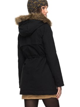 roxy, Куртка Mountain Song, ANTHRACITE (kvj0) Mountain Song - Longline Hooded Jacket with Faux-Fur for Women ERJJK03195