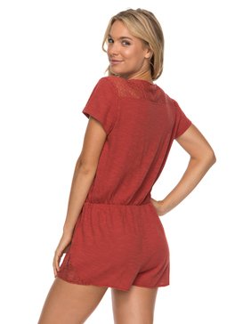 roxy, Salty Evening - Mono Corto de Manga Corta para Mujer, TANDOORI SPICE (npq0) Salty Evening - Short Sleeve Playsuit for Women ERJKD03168