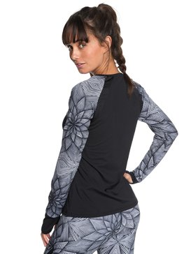 roxy, Cold Run - Tee Shirt de sport à manches longues pour Femme, MARSHMALLOW POP SURF STARS (wbt6) Cold Run - Technical Long Sleeve Top for Women ERJKT03456