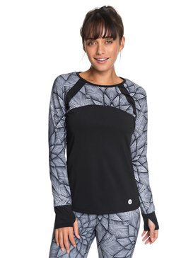 roxy, Cold Run - Tee Shirt de sport à manches longues pour Femme, MARSHMALLOW POP SURF STARS (wbt6) Cold Run - Technical Long Sleeve Top for Women ERJKT03456