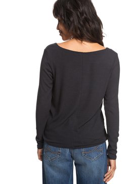 roxy, Metro Symphony - T shirt manches longues col V pour Femme, TRUE BLACK (kvj0) Metro Symphony - Long Sleeve Top for Women ERJKT03458