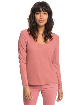roxy, Metro Symphony - T shirt manches longues col V pour Femme, WITHERED ROSE (mmg0) Metro Symphony - Long Sleeve Top for Women ERJKT03458