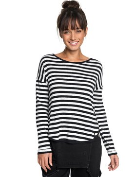 roxy, Curious Direction - T-shirt à manches longues pour Femme, TRUE BLACK BIG SIMPLE STRIPE (kvj3) Curious Direction - Long Sleeve T-Shirt for Women ERJKT03464
