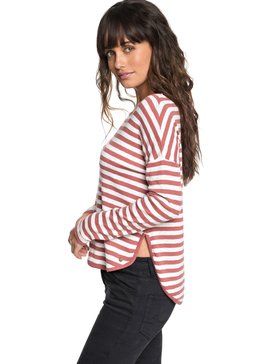 roxy, Curious Direction - T-shirt à manches longues pour Femme, WHITERED ROSE BIG SIMPLE STRIP (mmg1) Curious Direction - Long Sleeve T-Shirt for Women ERJKT03464