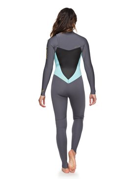 roxy, 3/2mm Syncro Series - Traje de surf GBS con cremallera en el pecho para Mujer, DEEP GREY/GLICER BLUE (xggb) 3/2mm Syncro Series - Chest Zip GBS Wetsuit for Women ERJW103025