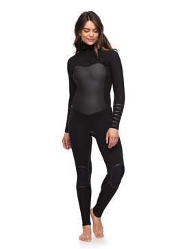 roxy, 5/4/3mm Syncro Plus - Combinaison de surf à capuche avec zip poitrine, BLACK (kvj0) 5/4/3mm Syncro Plus - Hooded Chest Zip Wetsuit ERJW203002