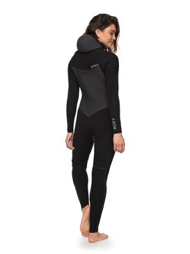 roxy, 5/4/3mm Performance - Traje de surf con cremallera en el pecho y capucha para Mujer, BLACK (kvj0) 5/4/3mm Performance - Hooded Chest Zip Wetsuit for Women ERJW203003
