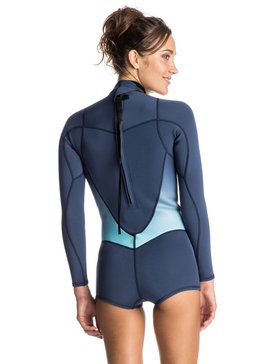 roxy, Syncro 2/2mm - Springsuit manches longues zip dans le dos, BLUE PRINT (bsq0) Syncro 2/2mm - Back Zip Long Sleeve Springsuit ERJW403006