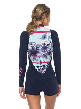 roxy, 2mm Pop Surf - Traje de surf de primavera de manga larga con cremallera frontal, NAVY (bte0) 2mm Pop Surf - Long Sleeve Front Zip Springsuit ERJW403016
