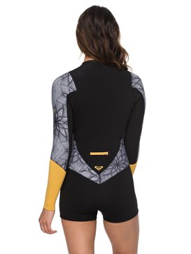 roxy, 2mm Pop Surf - Traje de surf de primavera de manga larga con cremallera frontal, BLACK (kvj0) 2mm Pop Surf - Long Sleeve Front Zip Springsuit ERJW403016