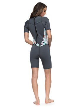 roxy, 2/2mm Syncro Series - Springsuit à manches courtes avec zip dans le dos, ASH / PISTACCIO (xbbb) 2/2mm Syncro Series - Short Sleeve Back Zip FLT Springsuit ERJW503007