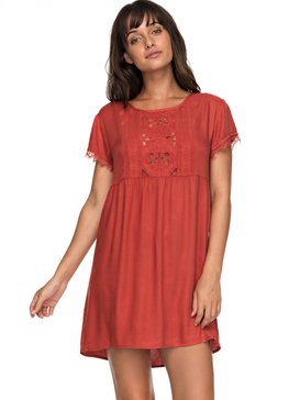 roxy, Dark To Light - Vestido de Manga Corta para Mujer, TANDOORI SPICE (npq0) Dark To Light - Short Sleeve Dress for Women ERJWD03204