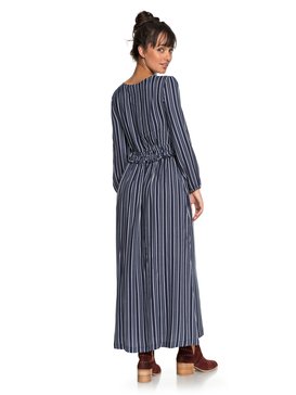 roxy, Subway Atmosphere - Vestido extra-largo con manga larga para Mujer, DRESS BLUES VERTICAL STRIPES (btk3) Subway Atmosphere - Long Sleeve Maxi Dress for Women ERJWD03259