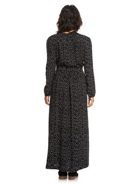 roxy, Subway Atmosphere - Vestido extra-largo con manga larga para Mujer, TRUE BLACK DOTS FOR DAYS (kvj8) Subway Atmosphere - Long Sleeve Maxi Dress for Women ERJWD03259