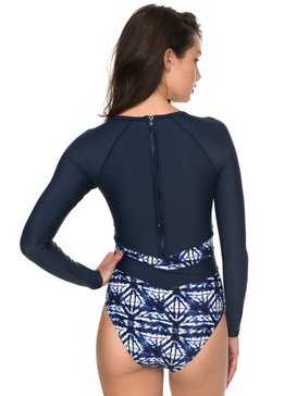 roxy, Купальник с длинным рукавом ROXY Fitness, DRESS BLUES GEOMETRIC FEELING (btk8) ROXY Fitness - Long Sleeve One-Piece Swimsuit ERJWR03214