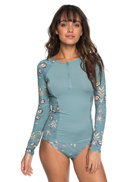 roxy, Softly Love - Licra de manga larga con cremallera y protección solar UPF 50 para Mujer, TRELLIS BIRD FLOWER SWIM (bkw7) Softly Love - Long Sleeve UPF 50 Zipped Rash Vest for Women ERJWR03246