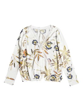 roxy, Runaway Success - T shirt manches longues col V pour Femme, MARSHMALLOW BIRD FLOWER (wbt7) Runaway Success - Long Sleeve Top for Women ERJWT03242