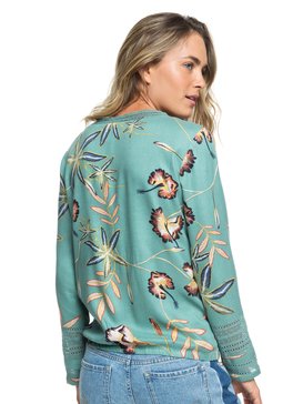 roxy, Runaway Success - T shirt manches longues col V pour Femme, TRELLIS BIRD FLOWER (bkw6) Runaway Success - Long Sleeve Top for Women ERJWT03242