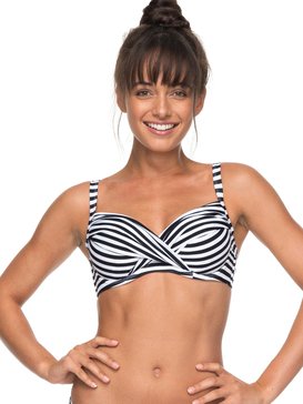 roxy, ROXY Essentials - D-Cup Bra Bikini Top for Women, BRIGHT WHITE BASIC STRIPE (wbb3) ROXY Essentials - D-Cup Bra Bikini Top for Women ERJX303654