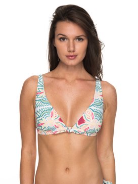 roxy, Ocean Vibes - Haut de bikini triangle forme allongée pour Femme, MARSHMALLOW TRIBAL VIBES (xwwg) Ocean Vibes - Elongated Tri Bikini Top for Women ERJX303662