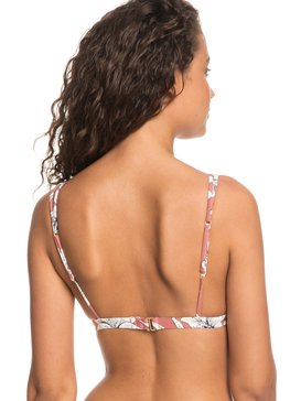 roxy, Softly Love - Parte de arriba de bikini triangular fija reversible para Mujer, WITHERED ROSE LILY HOUSE (mmg6) Softly Love - Reversible Fixed Tri Bikini Top for Women ERJX303724