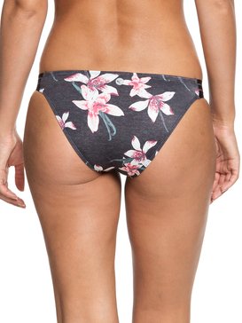 roxy, ROXY Fitness - Bas de bikini couvrance naturelle pour Femme, CHARCOAL HEATHER FLOWER FIELD (kpg7) ROXY Fitness - Regular Bikini Bottoms for Women ERJX403632