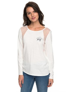 roxy, Rocking Pastel A - T shirt manches longues col V pour Femme, MARSHMALLOW (wbt0) Rocking Pastel A - Long Sleeve Top for Women ERJZT04171