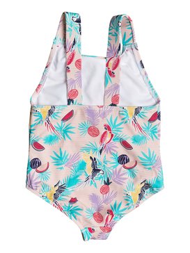 roxy, Vintage Tropical - Maillot de bain une pièce pour Fille 2-7 ans, TROPICAL PEACH PARROTS ISLAND (mdr6) Vintage Tropical - One-Piece Swimsuit for Girls 2-7 ERLX103024